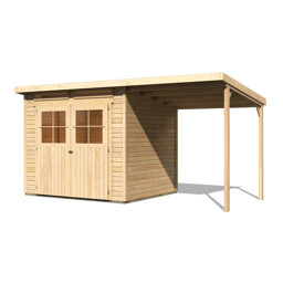 Zeige Details für Karibu Gartenhaus Glücksburg-4 naturbelassen mit Anbaudach Bild von Karibu Gartenhaus Glücksburg-4 naturbelassen mit Anbaudach