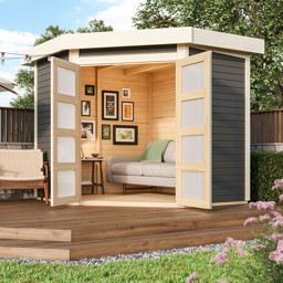 Zeige Details für Karibu Gartenhaus Goldendorf-3 terragrau Bild von Karibu Gartenhaus Goldendorf-3 terragrau