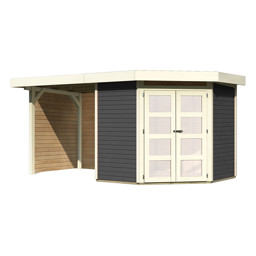 Zeige Details für Karibu Gartenhaus Goldendorf-3 terragrau mit 240 cm Anbaudach, Seiten u. Rückwand Bild von Karibu Gartenhaus Goldendorf-3 terragrau mit 240 cm Anbaudach, Seiten u. Rückwand