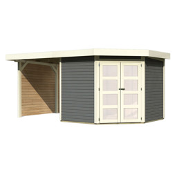 Zeige Details für Karibu Gartenhaus Goldendorf-5 terragrau mit 240 cm Anbaudach, Seiten- und Rückwand Bild von Karibu Gartenhaus Goldendorf-5 terragrau mit 240 cm Anbaudach, Seiten- und Rückwand