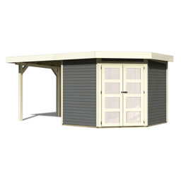 Zeige Details für Karibu Gartenhaus Goldendorf-5 terragrau mit 240 cm Anbaudach und Rückwand Bild von Karibu Gartenhaus Goldendorf-5 terragrau mit 240 cm Anbaudach und Rückwand
