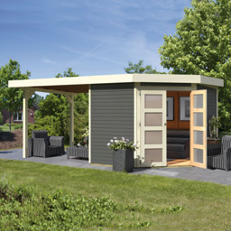 Zeige Details für Karibu Gartenhaus Goldendorf-5 terragrau mit 240 cm Anbaudach Bild von Karibu Gartenhaus Goldendorf-5 terragrau mit 240 cm Anbaudach