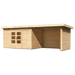 Zeige Details für Karibu 28 mm Gartenhaus Kandern 7 naturbelassen mit 320 cm Anbaudach, Rück- und Seitenwand Bild von Karibu 28 mm Gartenhaus Kandern 7 naturbelassen mit 320 cm Anbaudach, Rück- und Seitenwand