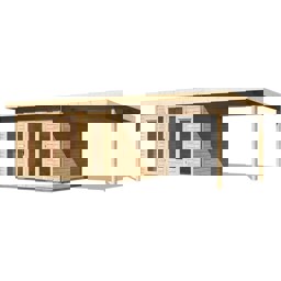 Zeige Details für Karibu Pultdach Gartenhaus Radeburg 2 inkl. 3 m Anbaudach Bild von Karibu Pultdach Gartenhaus Radeburg 2 inkl. 3 m Anbaudach