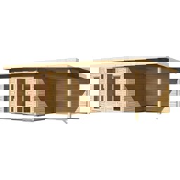 Zeige Details für Karibu Pultdach Gartenhaus Radeburg 3 inkl. 3 m Anbaudach und Rückwand Bild von Karibu Pultdach Gartenhaus Radeburg 3 inkl. 3 m Anbaudach und Rückwand