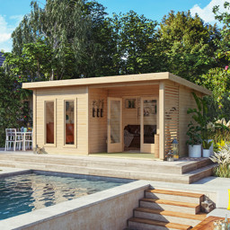 Zeige Details für Karibu Pultdach Gartenhaus Radeburg 5 mit Terrasse und Fussboden Bild von Karibu Pultdach Gartenhaus Radeburg 5 mit Terrasse und Fussboden