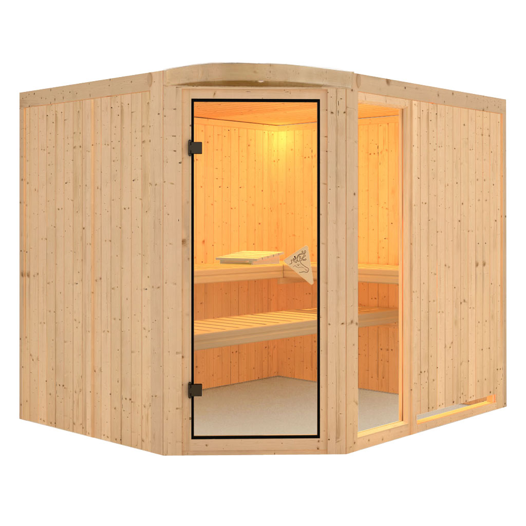 Bild von Karibu 68 mm System Sauna Lakura Rundbogen