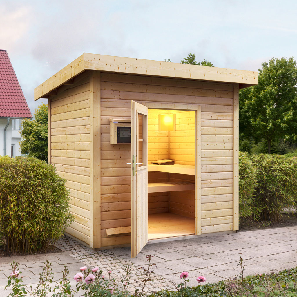 Bild von Woodfeeling 38 mm Saunahaus Nella