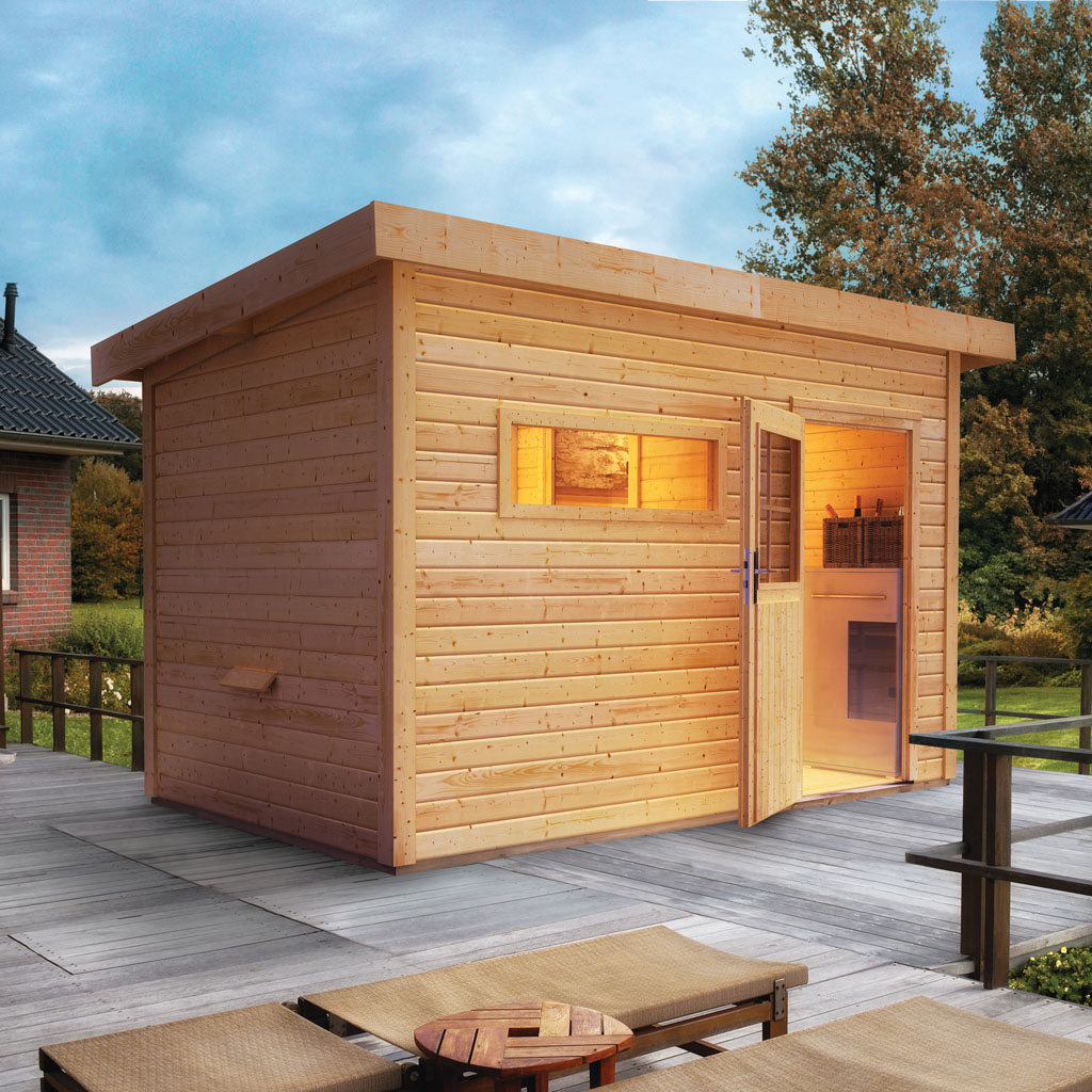 Bild von Woodfeeling 38 mm Saunahaus Suva 2 naturbelassen