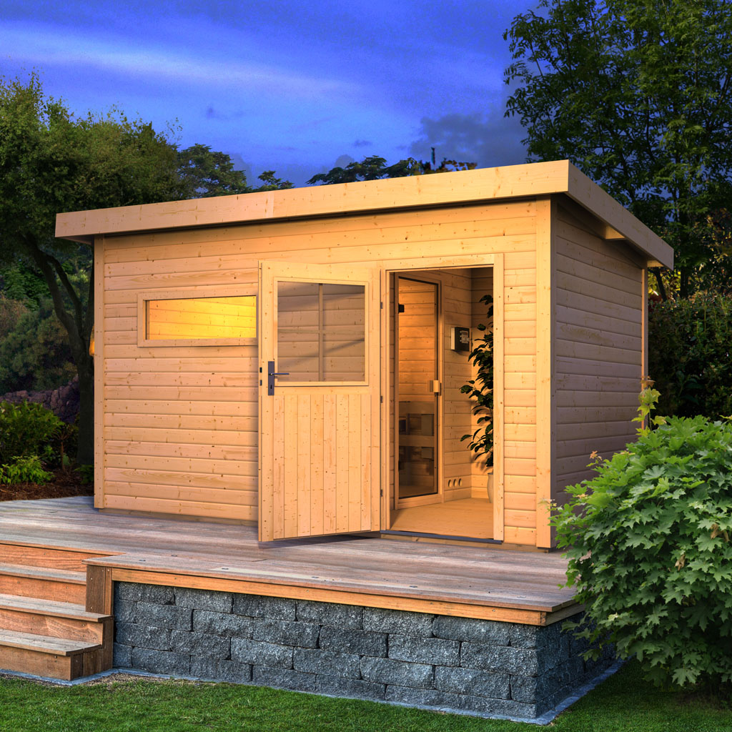 Bild von Woodfeeling 38 mm Saunahaus Suva 3 naturbelassen