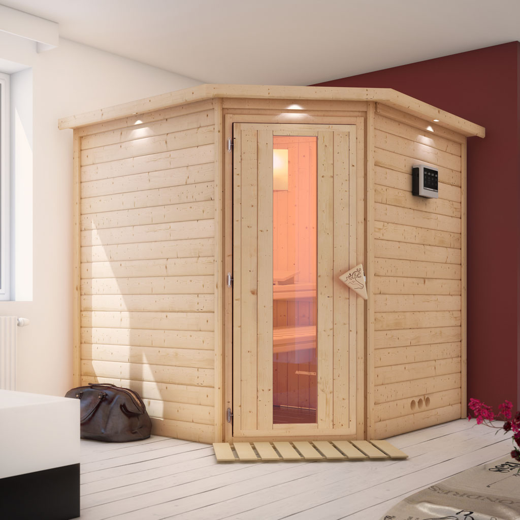 Bild von Woodfeeling 38 mm Massiv Sauna Nina