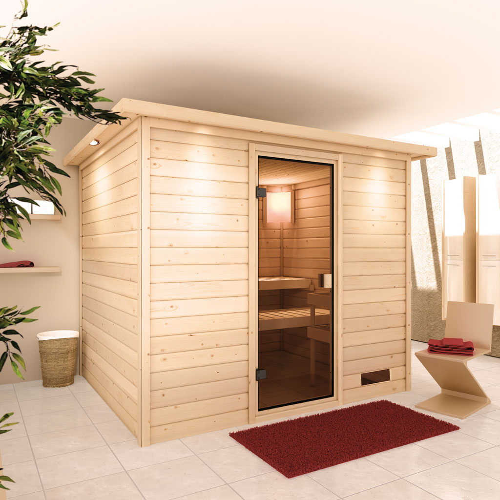 Bild von Woodfeeling 38 mm Massiv Sauna Karla