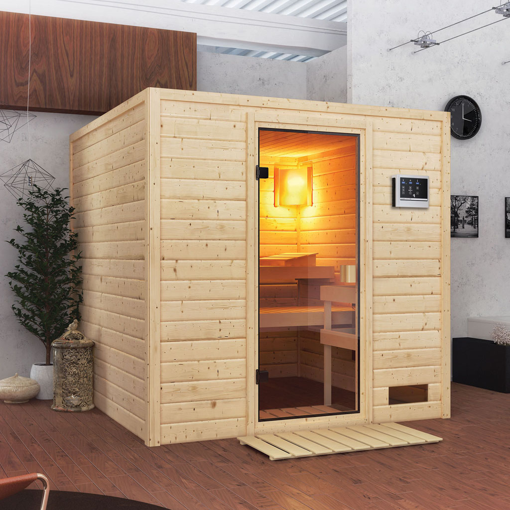 Bild von Woodgarden 38 mm Massiv Sauna Jara