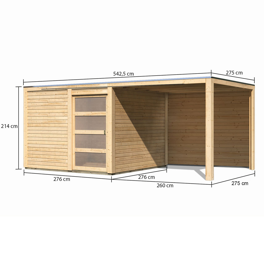 Gamoni De Ich Liebe Meinen Garten Karibu Gartenhaus Qubic 2 Naturbelassen Inkl Anbaudach