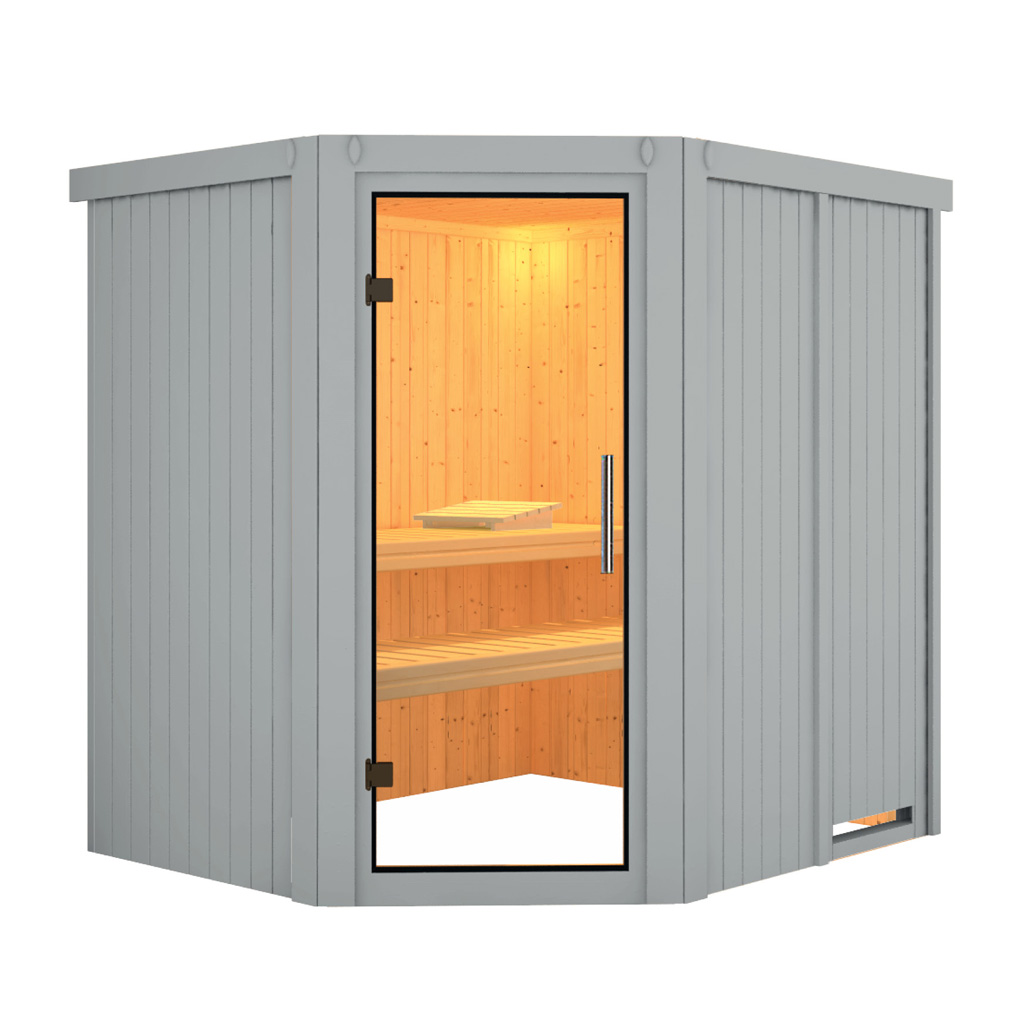 Bild von Karibu 68 mm System Sauna Siirin lichtgrau