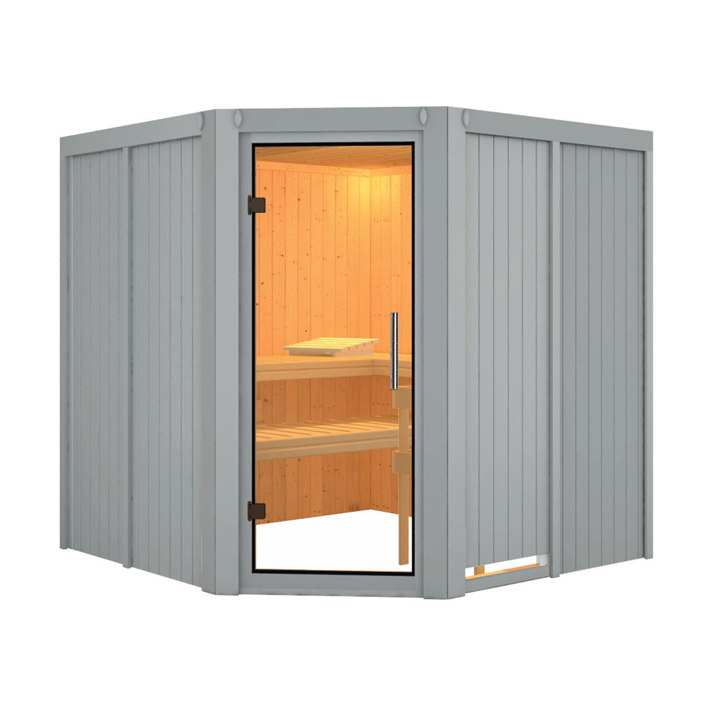Bild von Karibu 68 mm System Sauna Jarin lichtgrau