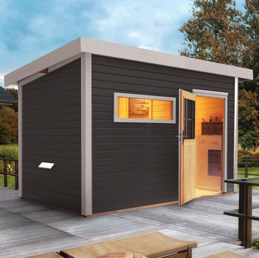 Bild von Woodfeeling 38 mm Saunahaus Suva 2 anthrazit