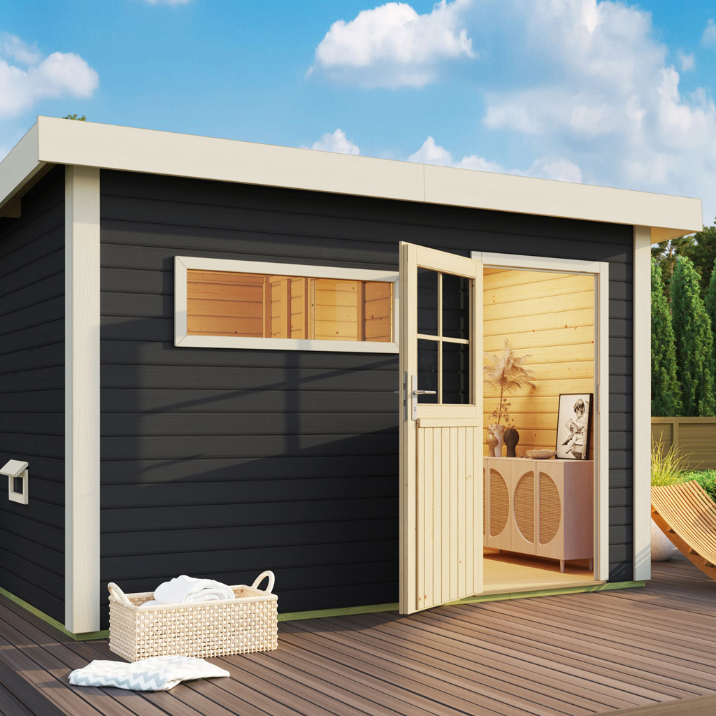Bild von Woodfeeling 38 mm Saunahaus Suva 3 anthrazit