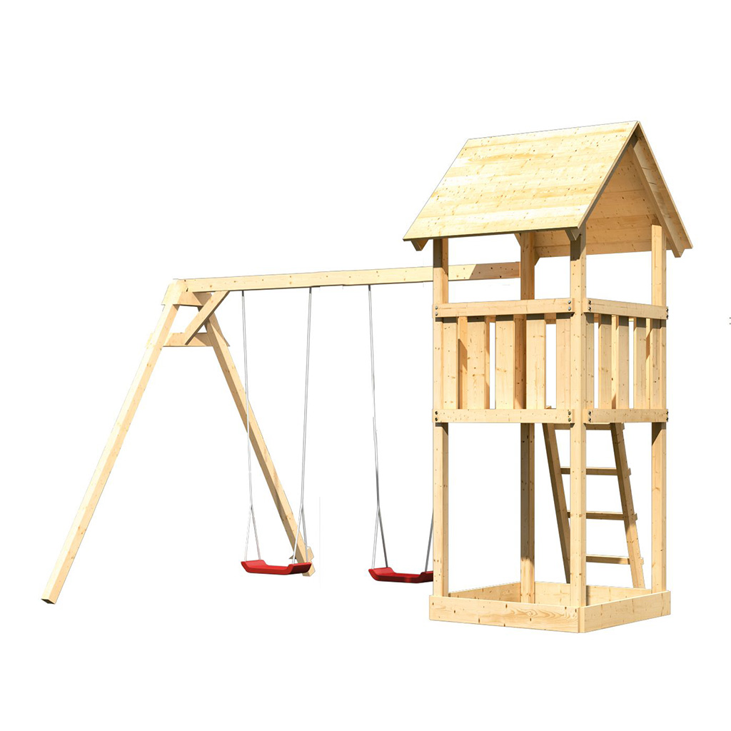 Bild von Karibu Spielturm Lotti mit Schaukelanbau