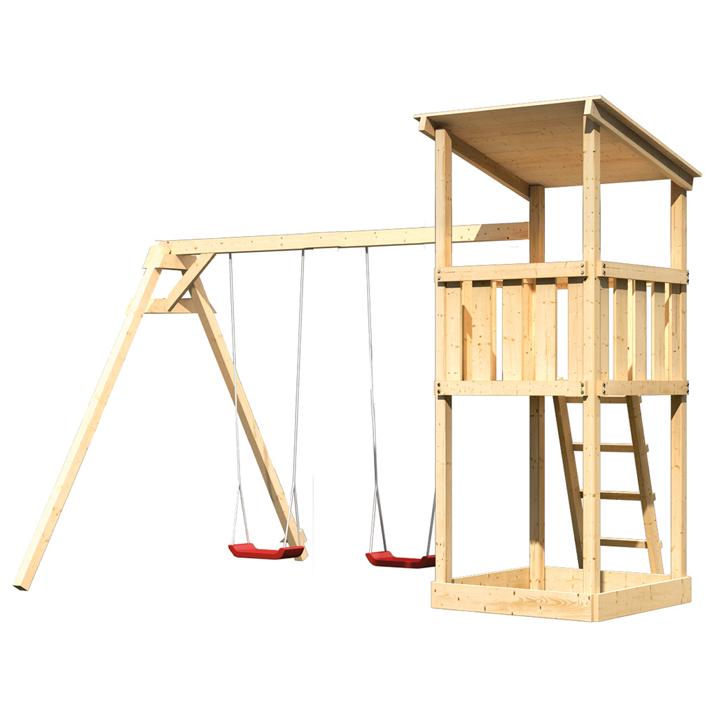 Bild von Karibu Spielturm Anna mit Schaukelanbau