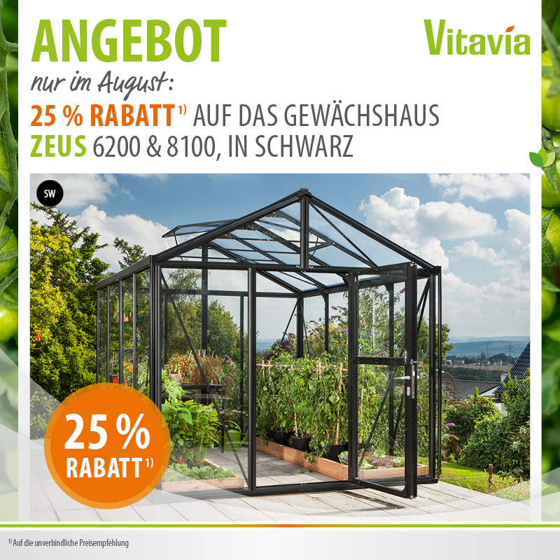 Bild von 25 % Aktion Vitavia Premium Gewächshaus Zeus 6200 o. 8100 schwarz