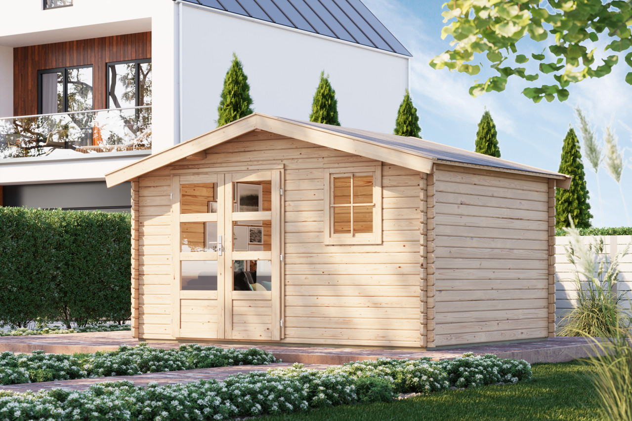 Bild von Karibu 38 mm Blockbohlen Gartenhaus Felsenau 5