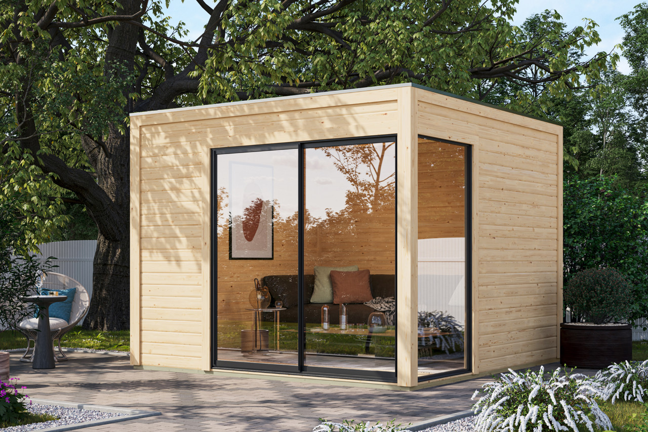 Bild von Karibu 38 mm Gartenhaus Dice 1 naturbelassen 308 x 308 cm