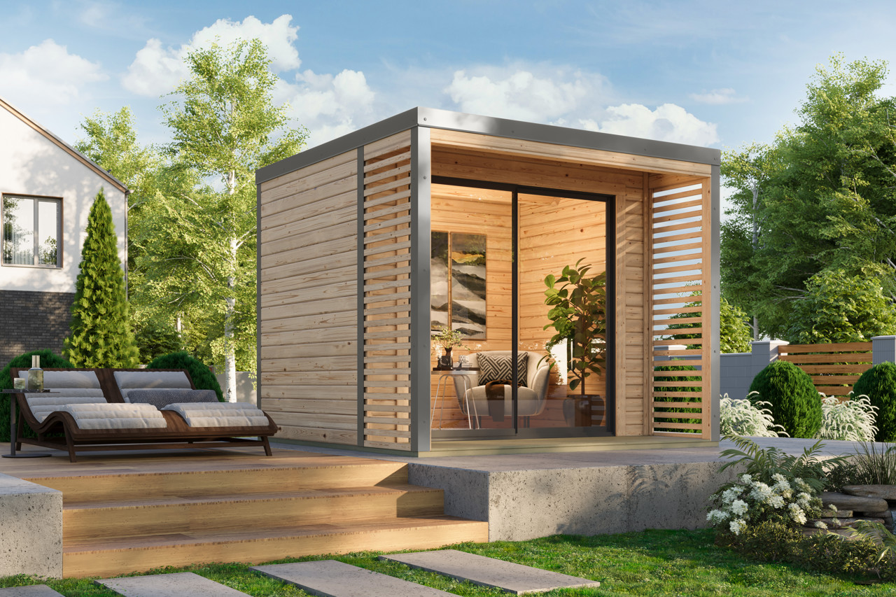 Bild von Karibu 38 mm Gartenhaus Saturn naturbelassen 273 x 273 cm