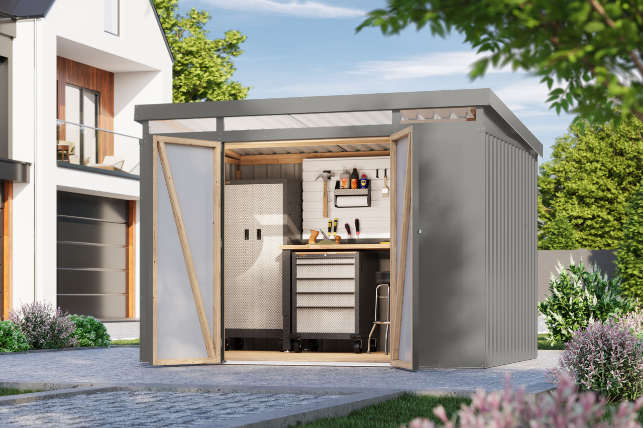 Karibu Metall Gerätehaus Iridium 3 graualuminium