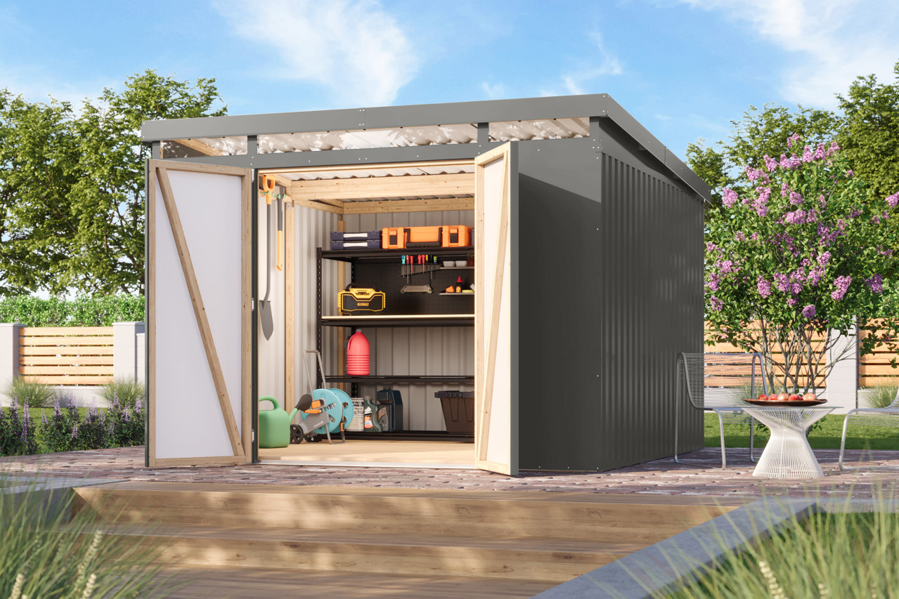 Karibu Metall Gerätehaus Iridium 3,5 graualuminium