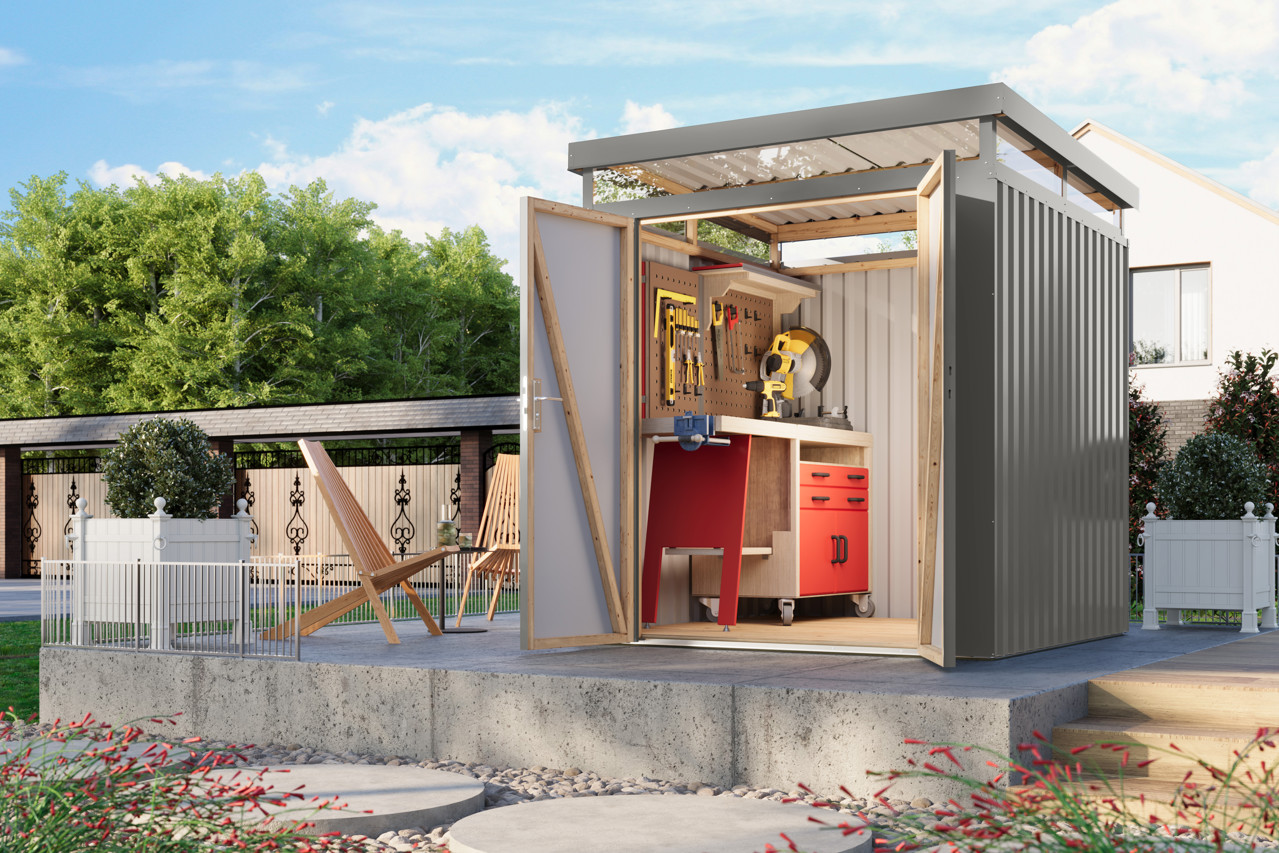 Karibu Metall Gerätehaus Aurum 2 graualuminium