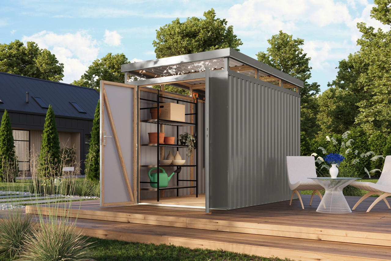 Karibu Metall Gerätehaus Aurum 2,5 graualuminium