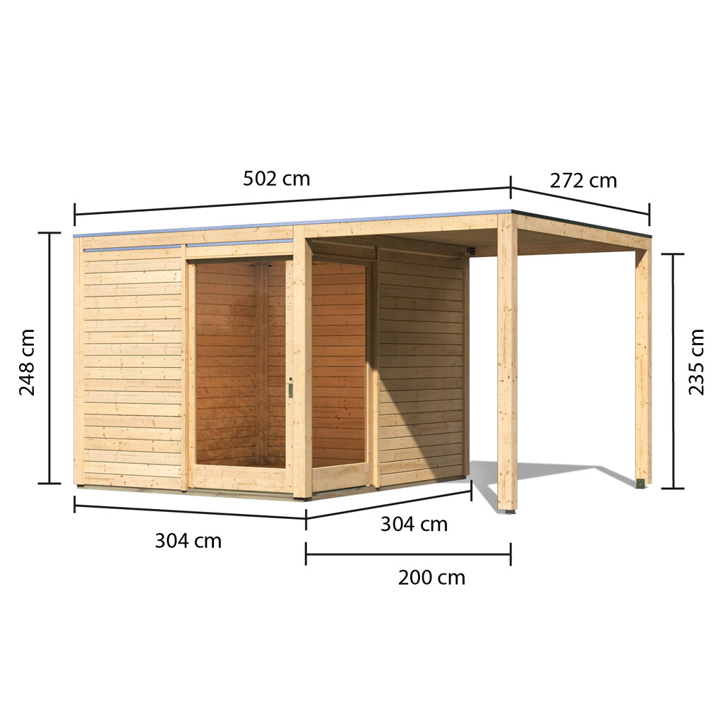 Gamoni De Ich Liebe Meinen Garten Karibu Gartenhaus Qubu Eck Naturbelassen Mit Anbaudach